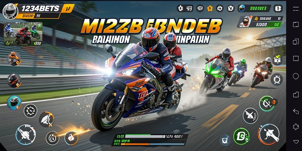 Tampilan gameplay mendebarkan dari balapan motor di 1234BETS.