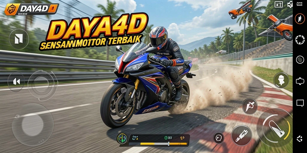 Tampilan menarik gameplay balapan motor yang seru.
