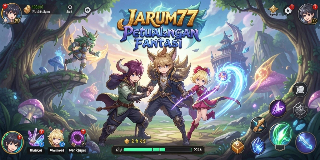 Gameplay seru di JARUM77 dengan karakter anime yang ikonik.