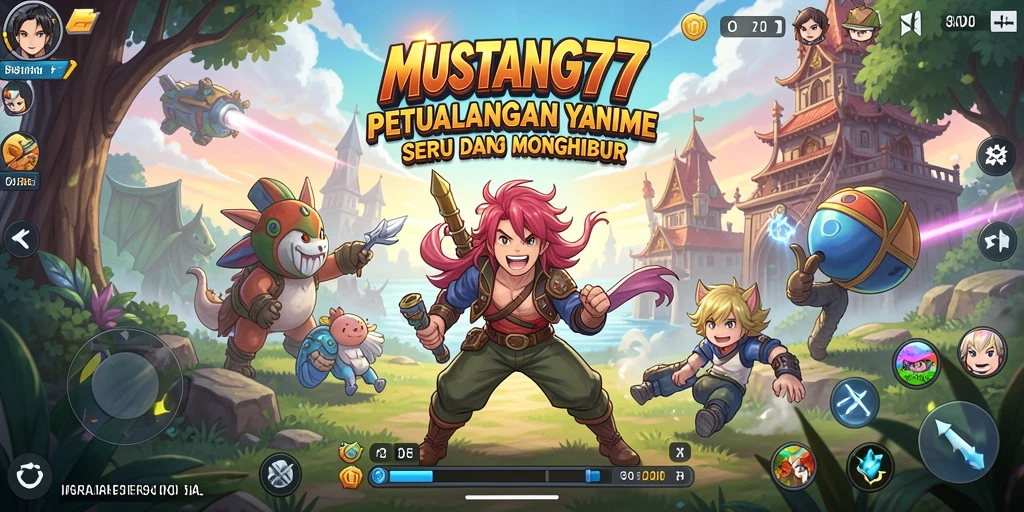 Tampilan gameplay yang seru dan penuh warna pada MUSTANG77.