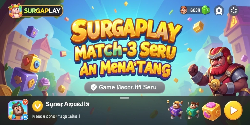 Screenshot SURGAPLAY menampilkan momen seru mencocokkan permata.